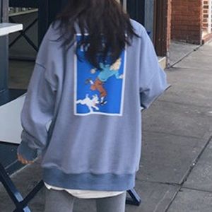 Baby Blue Sweatshirt with cartoon pattern